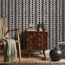 Hand-Drawn Chevron Motif in Black and Off-White - B410