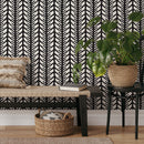 Hand-Drawn Chevron Motif in Black and Off-White - B410