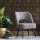 Abstract Intricate Fan Wallpaper – Geometric Motif in Black and Yellow Gold Effect - B520