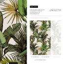 Tropical Wallpaper with Illustrated Jungle Leaves in Green and Yellow - A762