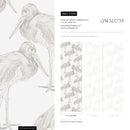 Bird Wallpaper with a Hand-Drawn Crane Motif in Greige - D059