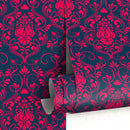 Classic Damask Wallpaper in Magenta and Navy Blue - B685