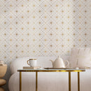 Art Deco Wallpaper with a Geometric Starburst Motif in Gold - B826