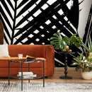 Botanical Wallpaper Featuring Abstract Palm Leaves in Black and White - B351
