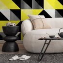 Geometric Wallpaper with Bold Triangles in Black, Yellow, and White - B076
