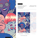 Pop Art Wallpaper Featuring Graphic Female Portraits in Blue, Pink, and Red - B523