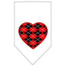 Pet and Dog Bandana Screen Printed, "Red Argyle Heart"