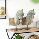 Antique Wooden Horse Corbel On Metal Stand Unique Table Décor