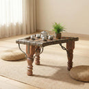 Ox Cart Style 12" Tall Display Table With Iron Accent
