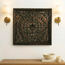 24" Square Lattice Carved Solid Wood Framed Wall Panel