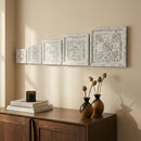 Farmhouse Style Hand Carved Distressed White Solid Wood Panels - Set Of 5