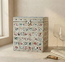 Distressed White Finish Solid Wood Wine Bottle Gift Box