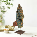 Country Style Carved Antique Wooden Horse Corbel On Metal Display Stand