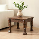 Eclectic Hand Carved Tribal Mask Wooden 24" Square End Table