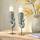 Antique Peacock Carved Corbel Repurposed 22 in. Tall Candle Holders - Set of 2