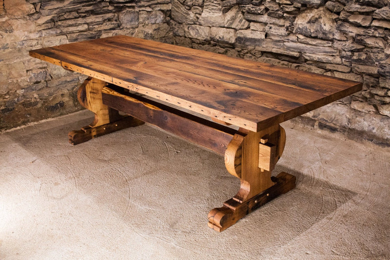 FREE SHIPPING - Trestle Table, Bavarian Trestle Dining Table, Barnwood Furniture, Reclaimed Wood Table, Wood Dining Table, Modern Farmhouse