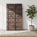 1800s Antique Teak Wood Distressed Rustic Door With Metal Straps