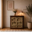 1900s Antique Door Upcycled 50" Tall  Distressed Solid Wood Cabinet
