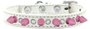 Pet and Dog Spike Collar, "Clear Crystals & Light Pink Spikes”
