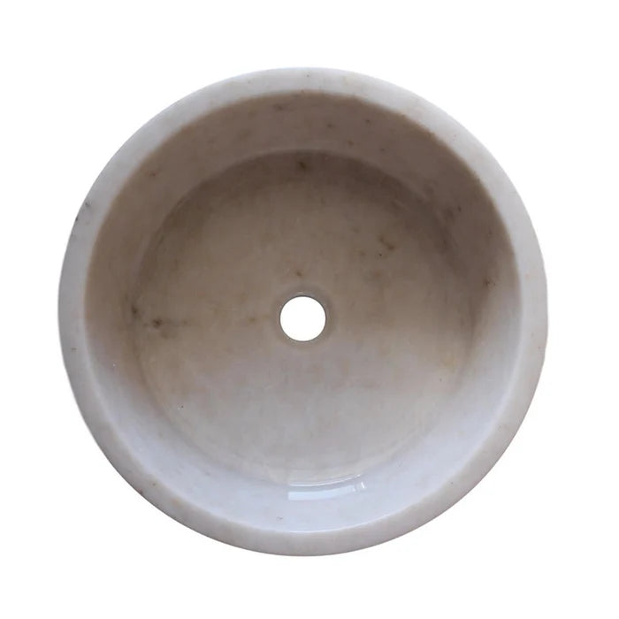 European Sugar Marble Tapered Bathroom Above Vanity Vessel Sink (D)16" (H)6" top view