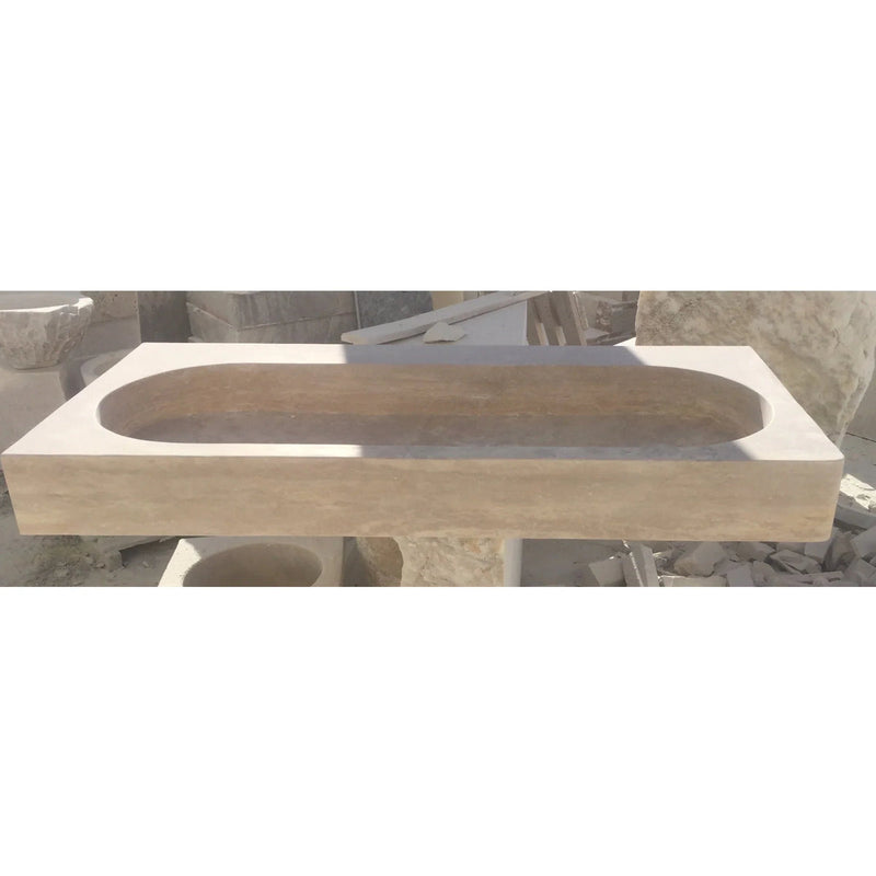 Light Travertine Natural Stone Basin Travertine Bathroom Sink (W)48" (D)22" (H)5"  side view