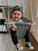 Indoor High Back Baby & Toddler Swing-Classic Black White Stripe