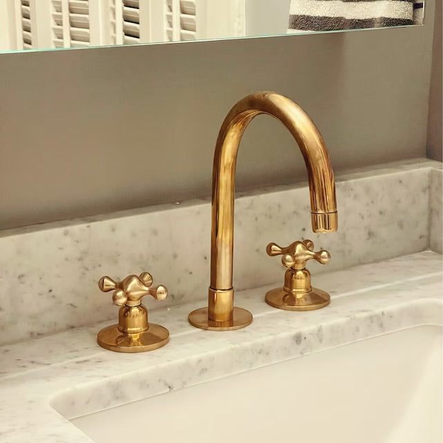 Widespread Unlacquered Brass Faucet 3 Holes