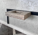 HANDCRAFTED CUSTOM SILVER TRAVERTINE SINK (TR-047)