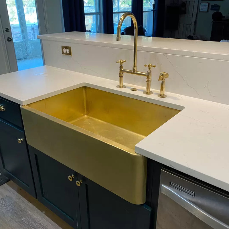 Unlacquered Brass 30" Farmhouse Apron Front Kitchen Sink