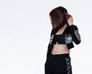 Awa African print cropped hoodie