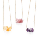 Raw crystal gold necklace | Amethyst nugget | Citrine necklace| Rose quartz necklace