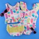 RuffleButts Toddler Ice Cream Tankini with Roshambo Pink Glitter Sunglasses