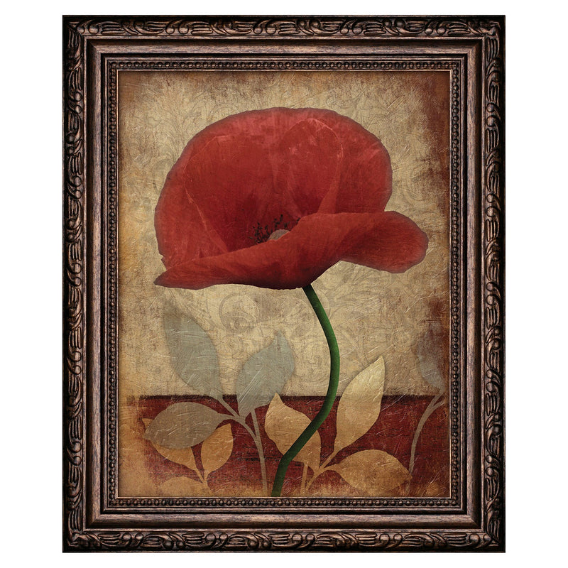 Premius Floral Small Traditional Framed Wall Art, Red, 9x11 Inches