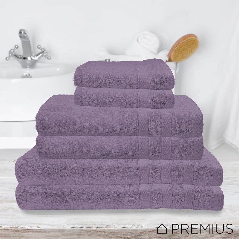 Premius Premium 6-Piece Combed Cotton Bath Towel Set, Hyacinth Purple