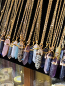 Classic Hexagon healing crystal necklaces - Gold chain