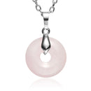 Rose quartz crystal Necklace- Donut pendant