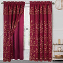Cecilia Floral Embroidery Window Panel With Valance and Backing, 54x84 Inches