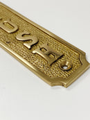 Brass Door Sign "Push" 5-1/2 in. Vintage Door Plaque
