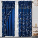 Cecilia Floral Embroidery Window Panel With Valance and Backing, 54x84 Inches