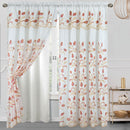 Cecilia Floral Embroidery Window Panel With Valance and Backing, 54x84 Inches