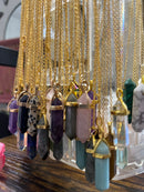 Classic Hexagon healing crystal necklaces - Gold chain