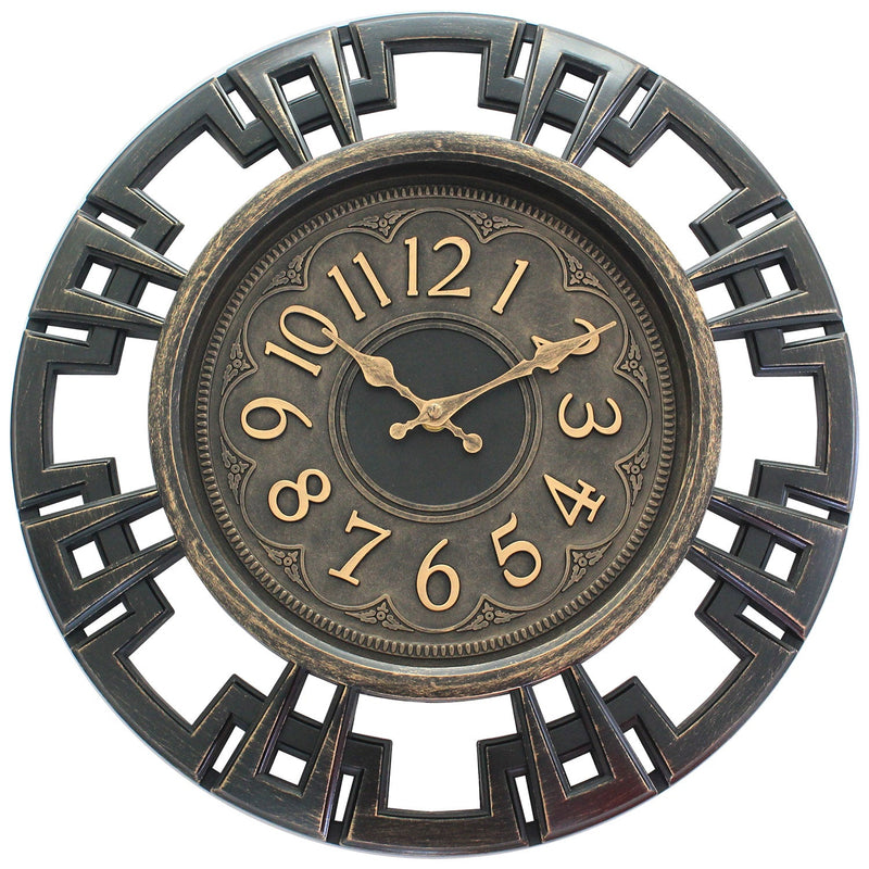 Premius Large Decorative Industrial Wall Clock, Black, 16 Inches