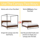 Just Relax Four Corner Post Elegant Mosquito Net Bed Canopy Set, White, Full-Queen-King