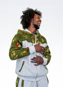Green & Grey African Print Hoodie