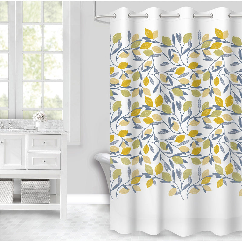 PREMIUS PEVA Grommet Shower Curtain, Yellow Lemons, 70x72 Inches