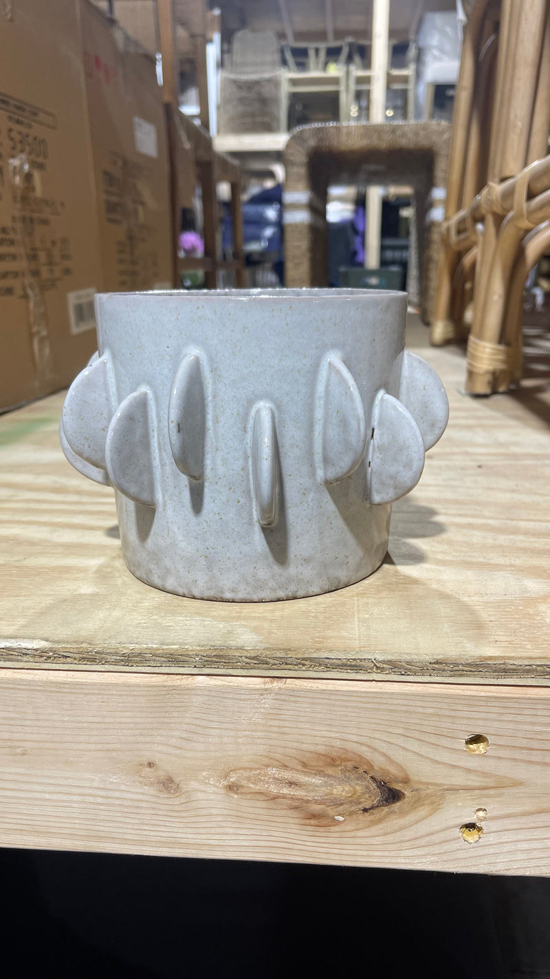 Handmade Demilune Stoneware Planter