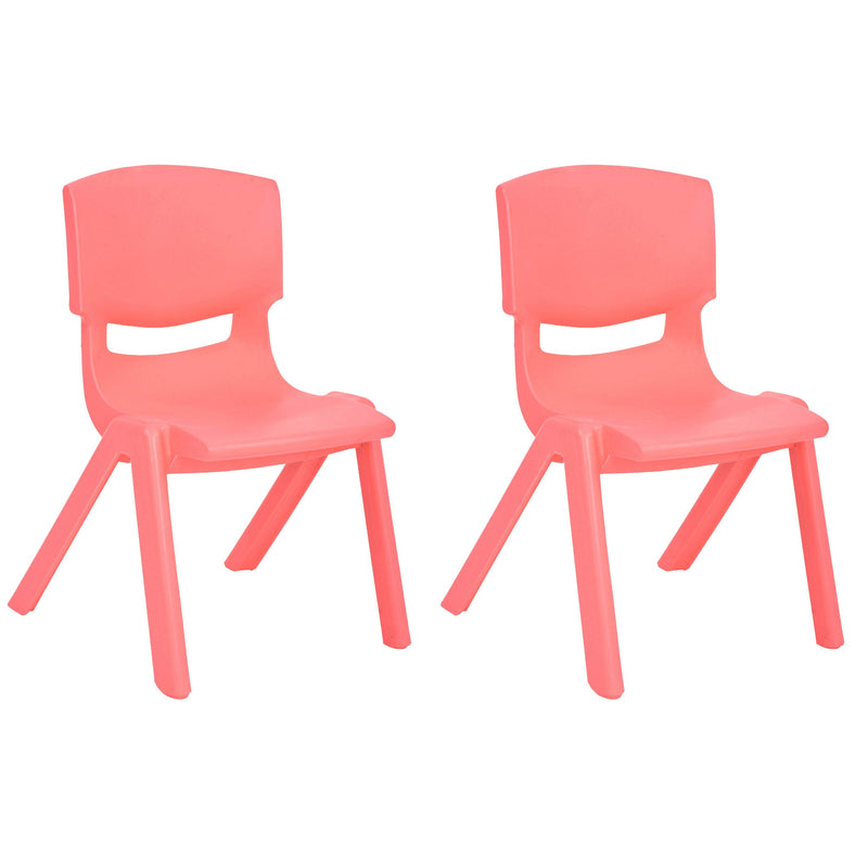 JOON Stackable Plastic Kids Learning Chairs, Coral, 20.5x12.75X11 Inches, 2-Pack (Pack of 2)