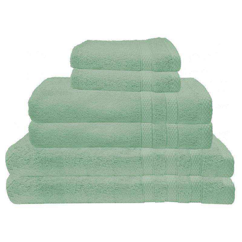 Premius Premium 6-Piece Combed Cotton Bath Towel Set, Granite Green