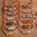 Natural crystal stone bangles - Gold