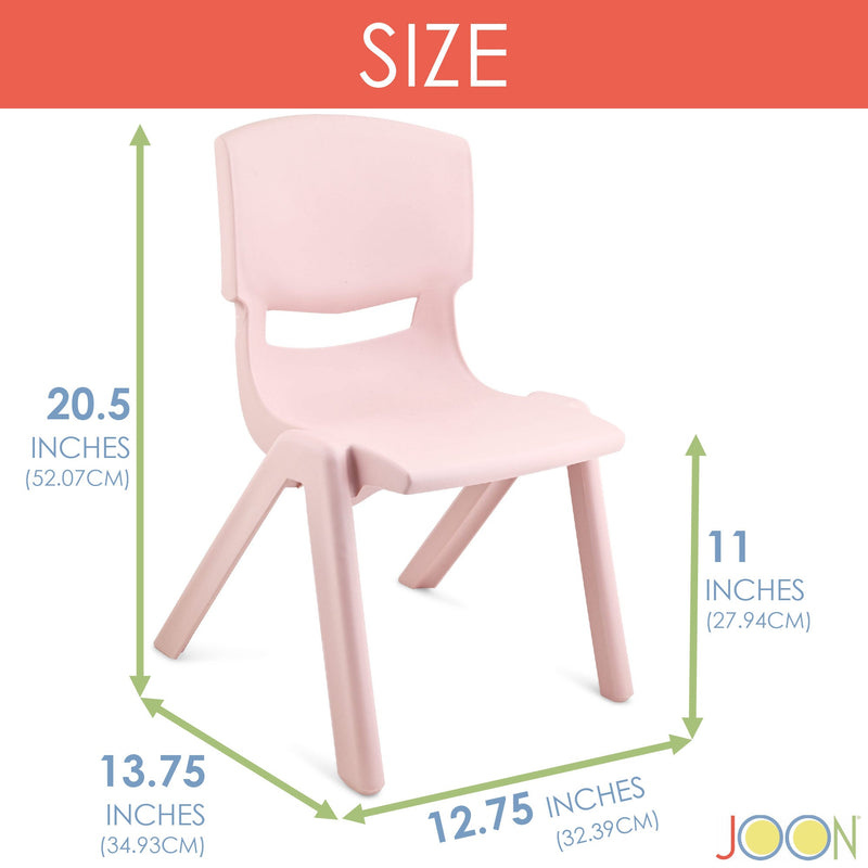 JOON Stackable Plastic Kids Learning Chairs, Blush, 20.5x12.75X11 Inches, 2-Pack (Pack of 2)